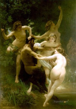 Desnudo Painting - Ninfas y sátira William Adolphe Bouguereau desnudo